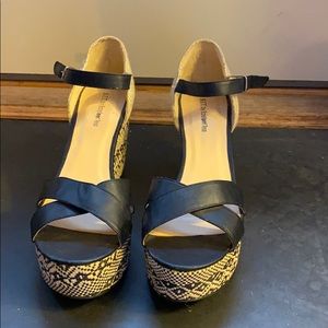 Black and straw espadrilles size 11